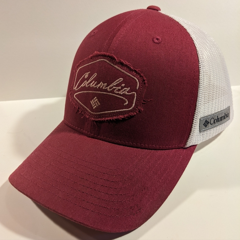 Columbia Trucker Hat Yupoong Wine Red Like New!
